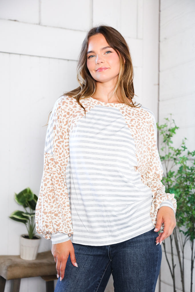 Spots and Stripe Cuffed Long Sleeve