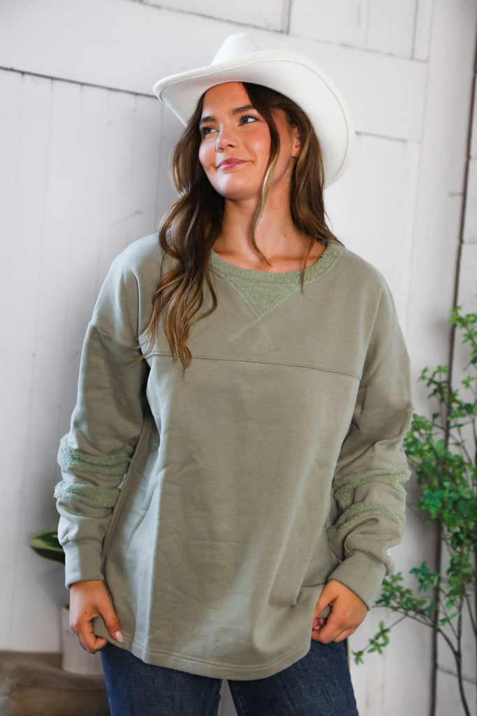 Falling Leaves Sage Pullover