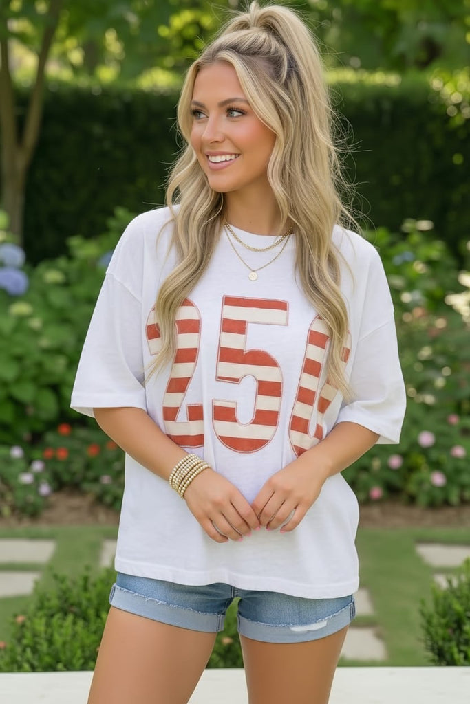 White Stars and Stripes '250' Top